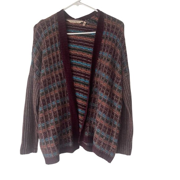 Soft Surroundings M Multicolored Colorful Soft Knit Striped Cardigan Sweater - Picture 1 of 8